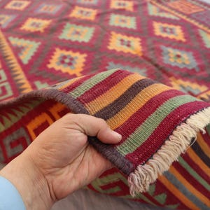 5x8'5" Vintage Kilim Rug, Flatweave Geometric design Rug, Oriental Afghan Rug, Antique Piece Area Rug, Handwoven Rug, Bedroom, Living Room image 6