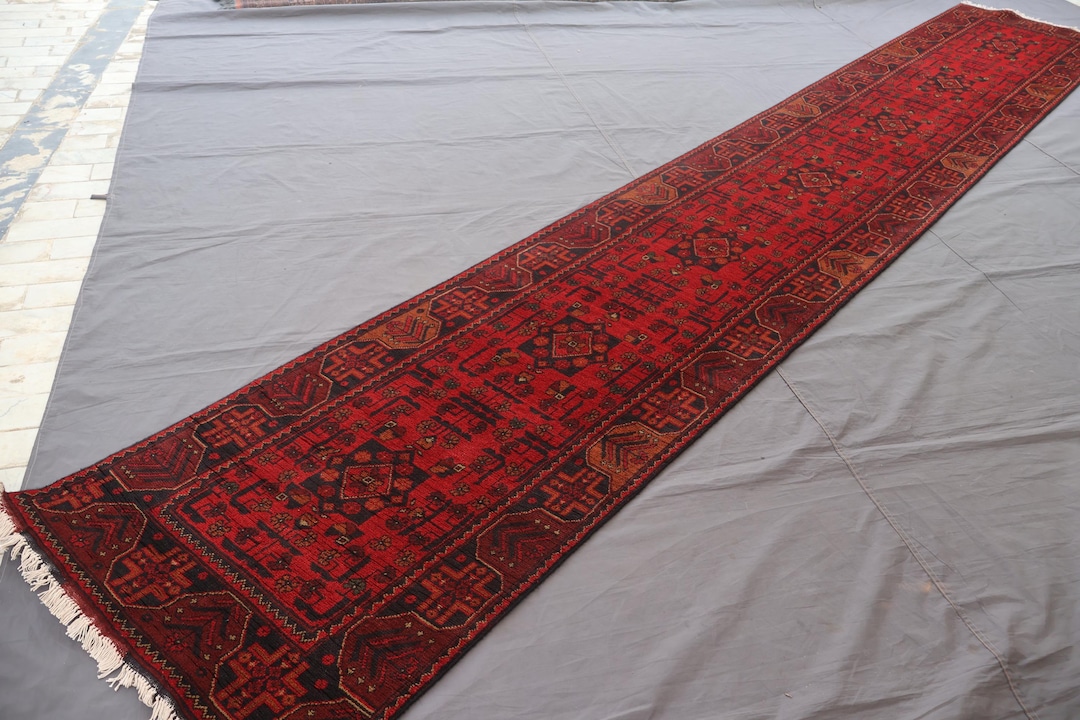 Afghan Long Rug 16 Ft Runner Rug, Turkmen Traditional Rug, Hand Knotted ...