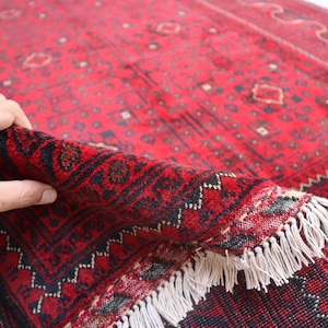 Tappeto afgano Bukhara, tappeto afghano in morbida lana fatto a mano da 7 x 5 piedi, tappeto Bokhara, tappeto orientale turkmeno, tappeto da soggiorno, tappeto da camera da letto, tappeto afgano 5x7