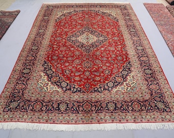 200x300 Antiker Afghanischer Kaukasier Teppich, Handgefertigter Wollteppich, Roter Orientteppich, Großer Vintage Teppich für Wohnzimmer, Wohnzimmer, Schlafzimmer