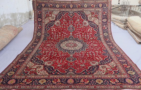 8x11 Large Caucasian Rug, Red Vintage Rug, Afghan Handmade Wool Rug, Turkish Antique Heriz Rug, Oriental Area Rug, Living Room, Bedroom Rug