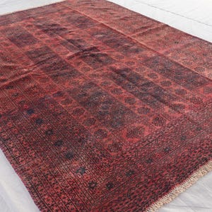 1920s Antique Rug 5x7 Afghan Yaqoob Khani Tribal Rug Rust Oriental Rug, Hand Knotted Wool Rug, Distressed Vintage Faded Rug, Living Room Rug