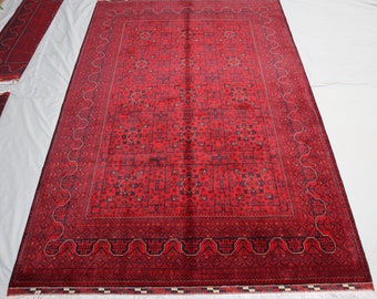 Groot tapijt, 10,3 x 6,9 voet, Afghaans handgemaakt wollen tapijt, oosters rood bukharatapijt, Turks boho buitenrood, woonkamertapijt, 7 x 10 Afghaans tapijt