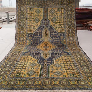 5x9 Afghan Handmade Vintage Rug, Turkmen Tribal Caucasian Rug, Low pile Wool Rug, Oriental Rug, One of a kind Rug, Living Room, Kitchen Rug