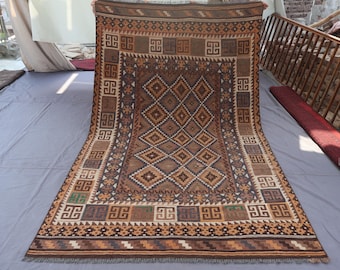 9x15 テラコッタ ヴィンテージ アフガン キリム ラグ、1940年代
