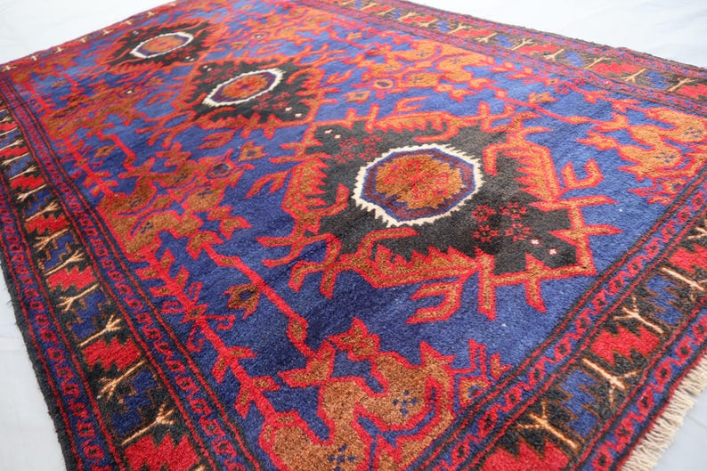 Collectors Piece Antique Rug 4x7 Afghan Hand Knotted Wool Area Rug