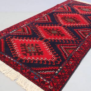 Collectors Piece 3x6 Vintage Caucasian Baluchi Rug, Afghan Handmade Geometric Rug, Oriental Rug, Soft Wool Area Rug for Bedroom, Office Rug