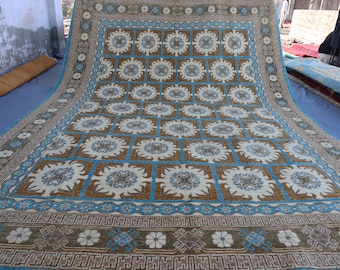 Alfombra azul Bukhara de 9 x 12 pulgadas, alfombra afgana de lana orgánica anudada a mano, alfombra tribal turcomana, alfombra afgana oriental, alfombra oriental grande, alfombra para dormitorio