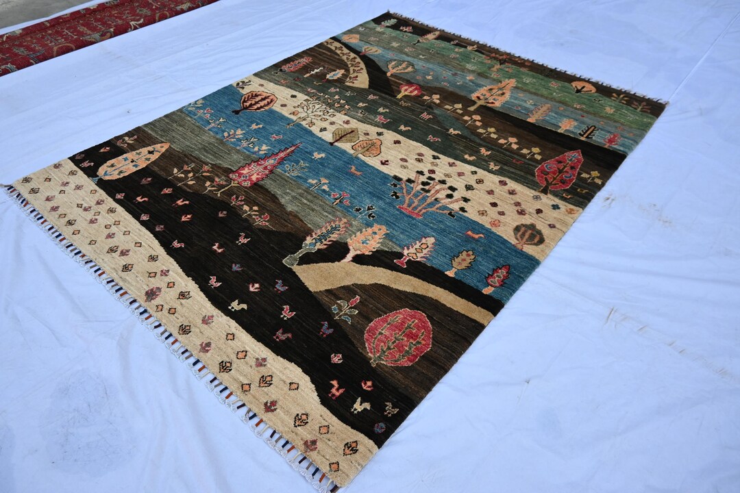 6x8 Afghan Gabbeh Rug, Nomadic Tribal Rug, Hand Knotted Veg Dyes Wool ...
