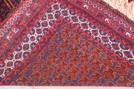 ヴィンテージ祈祷用ラグ 3x4'5 フィート アフガニスタン製ハンドメイド