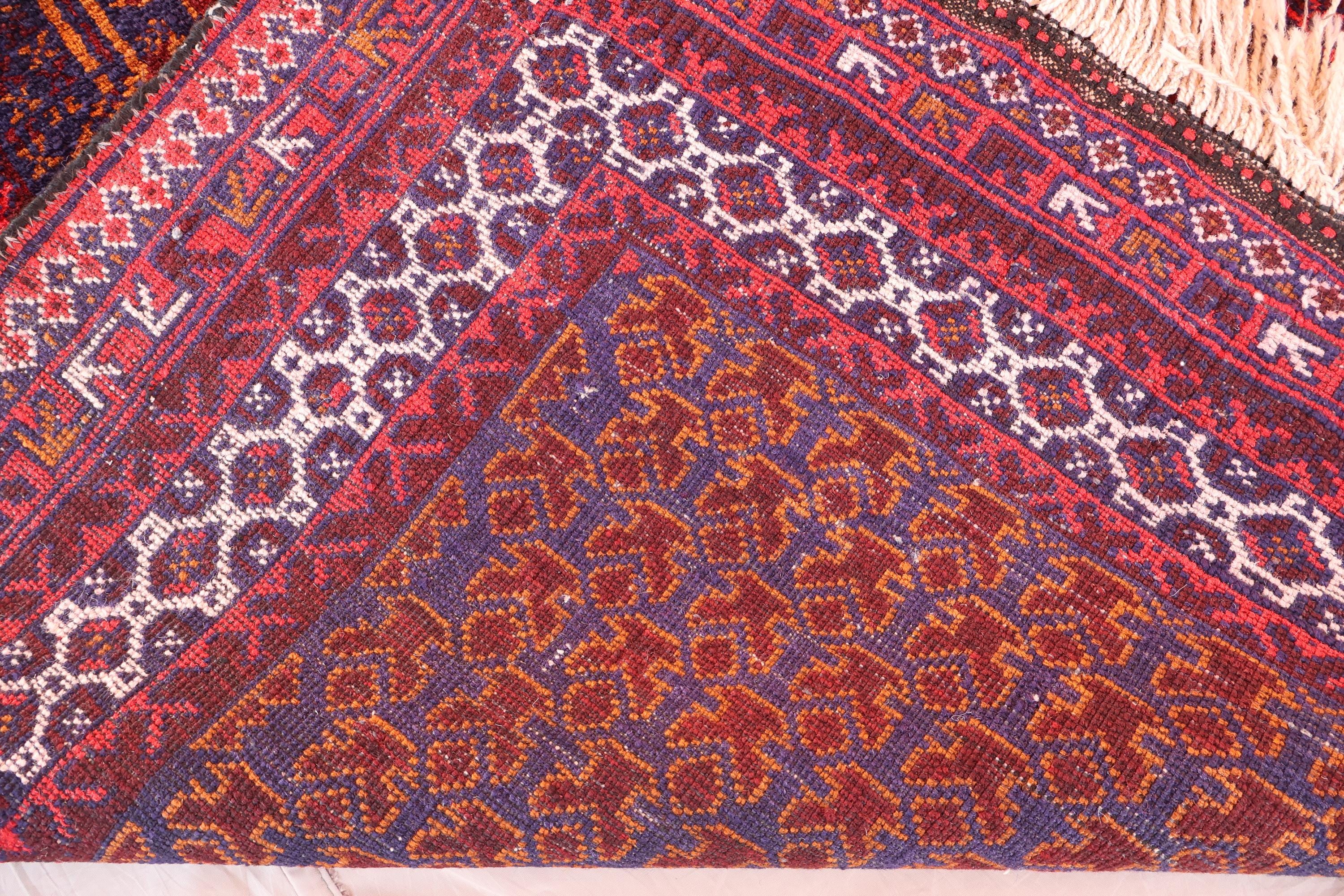 ヴィンテージ祈祷用ラグ 3x4'5 フィート アフガニスタン製ハンドメイド