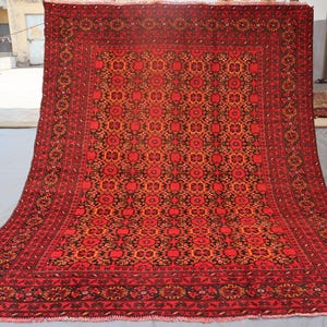 6&#39;7x8&#39;9 ft Antique Afghan Rug, Bashiri Turkmen Handmade Tribal Rug, Soft Pile Wool Rug, Vintage Traditional Rug, Oriental Rug, Bedroom Rug