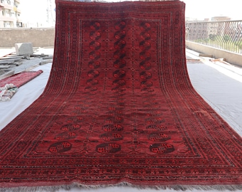 Collectors piece 7x12 Large Vintage Rug 1920s Antique Rug, Afghan Hand Knotted Wool Rug, Turkmen Tekke Ersari Rug, Oriental Rug, Bedroom Rug