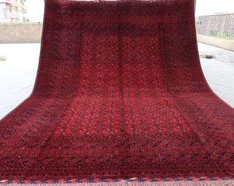 1960年代のアフガニスタン・トルクメン絨毯：7x10インチのヴィンテージ