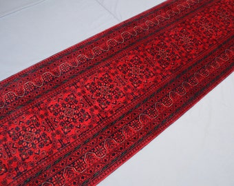 17 ft Extra Long Runner rug - Red Afghan Hand Knotted Wool Oriental Runner rug - Khal Mohammadi Tribal Rug - Hallway Runner - Stairs Runner