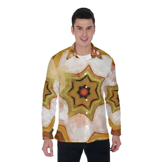 Caribbean Star: All-Over Print Men's Long Sleeve Shirt