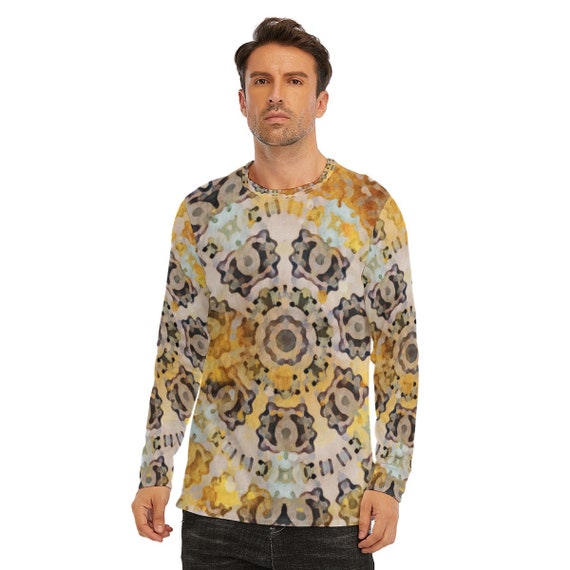 The Grounded Azteca: All-Over Print Long Sleeve T-Shirt | 190GSM Cotton