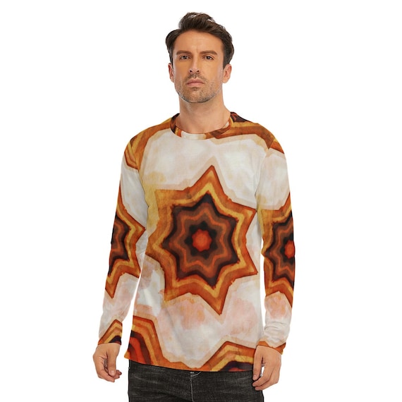 Chocolate Star Bright: All-Over Print Long Sleeve T-Shirt | 190GSM Cotton