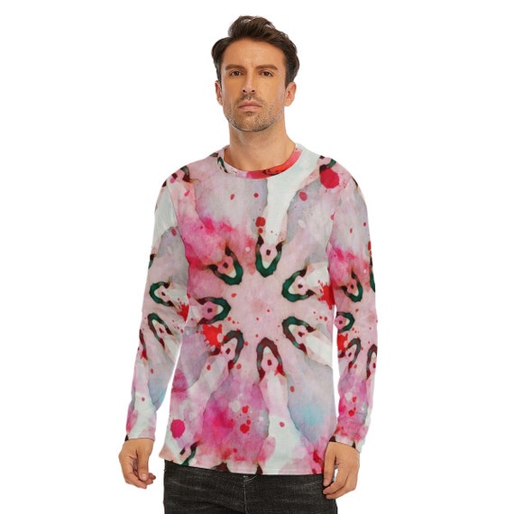 Smiling Deer Mosaic: All-Over Print Long Sleeve T-Shirt | 190GSM Cotton