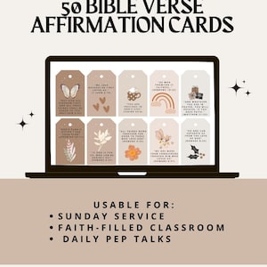 50 Bible Verse Affirmation Cards | Christian Encouragement & Scripture Gift | Daily Devotional Cards