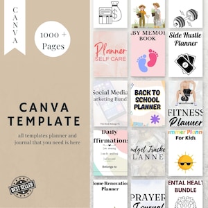 1000+ Ultimate Planner and Journal Canva Templates | Editable Digital Planner Bundle | Canva Template Bundle