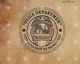 Detective I de la policía de Honolulu. Digital, láser, silueta, Cricut, vector, archivo de corte, SVG.