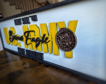 Letrero personalizado con nombre militar / Regalo para veteranos, Decoración para la estación de servicio