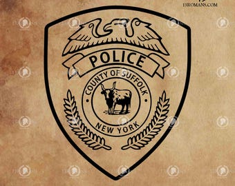 Parche I del Departamento de Policía de Nueva York del condado de Suffolk (digital, láser, silueta, Cricut, vector, archivo de corte, SVG)
