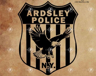 Policía de Ardsley, Nueva York. Digital, láser, silueta, Cricut, vector, archivo de corte, SVG.