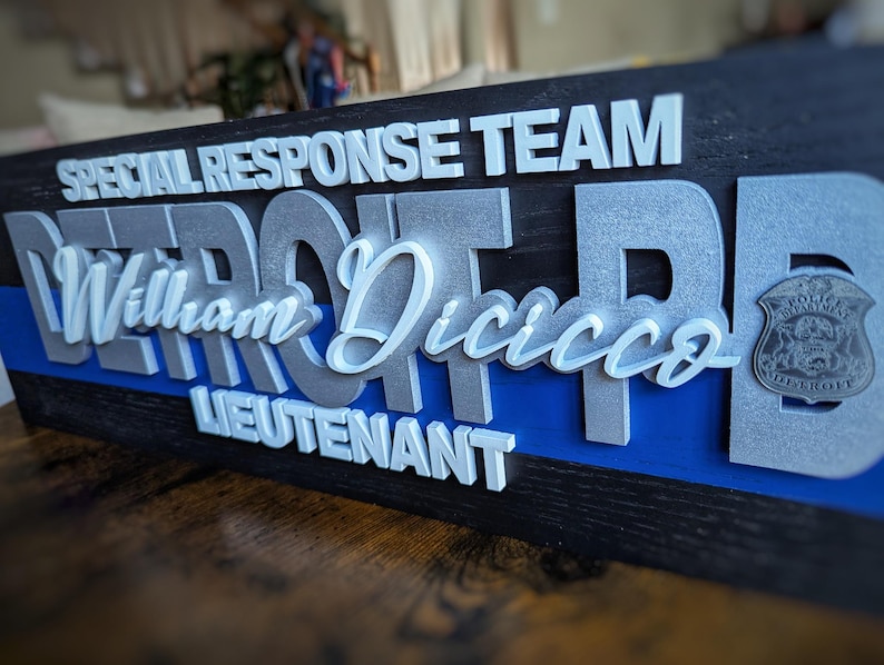 Personalized Police Officer Wood Sign | Thin Blue Line, Custom Name - Etsy