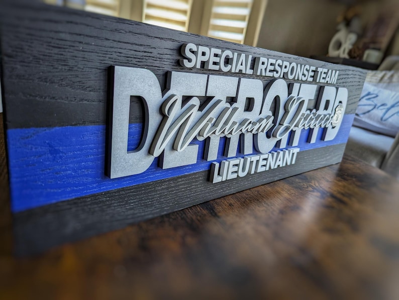 Personalized Police Officer Wood Sign | Thin Blue Line, Custom Name - Etsy
