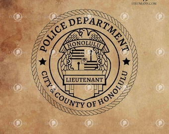 Teniente I del Departamento de Policía de Honolulu (digital, láser, silueta, Cricut, vector, archivo de corte, SVG)