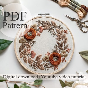 PDF Pattern - Floral embroidery 006 - Beginner Embroidery | Embroidery youtube | Floral embroidery pattern | Embroidery pdf | Digital pdf