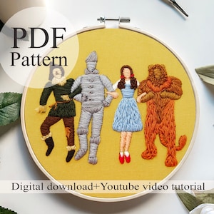 PDF Pattern -The Wizard of OZ - Beginner Embroidery | Embroidery youtube | Floral embroidery pattern | Embroidery pdf | Digital pdf