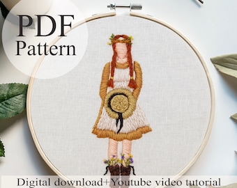 PDF Pattern - Anne - Beginner Embroidery | Embroidery youtube | Floral embroidery pattern | Embroidery pdf | Digital pdf