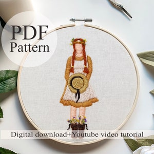 PDF Pattern - Anne - Beginner Embroidery | Embroidery youtube | Floral embroidery pattern | Embroidery pdf | Digital pdf