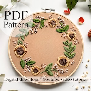 Embroidery PDF Pattern - Floral embroidery 013 - Beginner Embroidery | Embroidery youtube | Floral embroidery | Embroidery pdf | Digital pdf