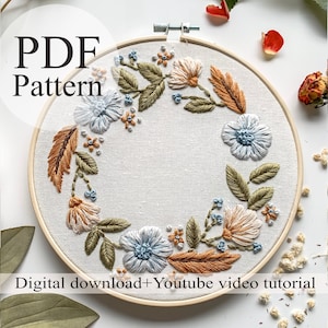 Embroidery PDF Pattern - Floral embroidery 014 - Beginner Embroidery | Embroidery youtube | Floral embroidery | Embroidery pdf | Digital pdf