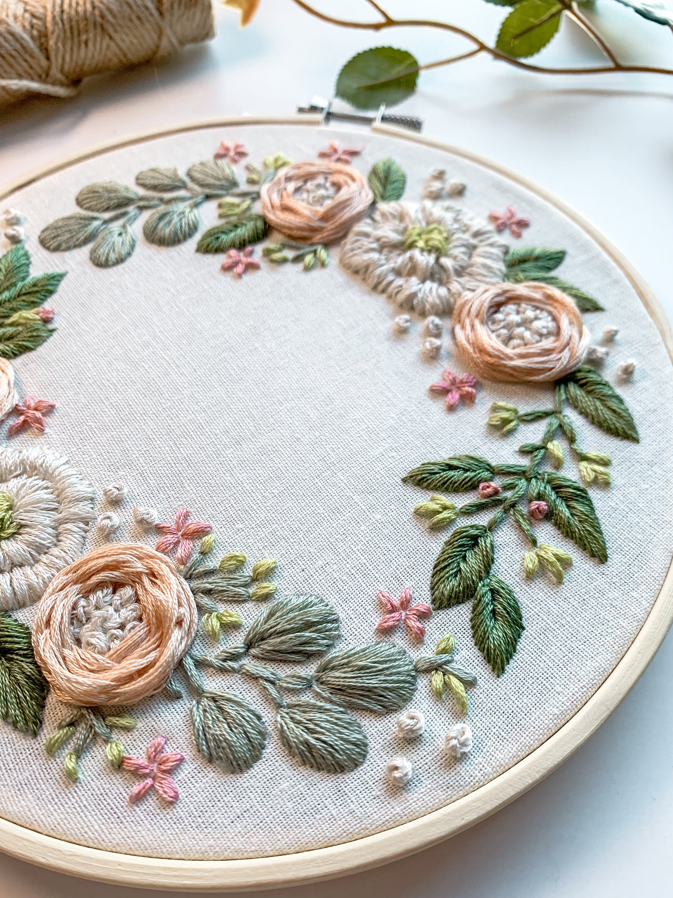 PDF Pattern - Flower Wreath 023- Beginner Embroidery | Embroidery ...