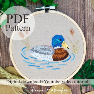 PDF Pattern - Mallard - Beginner Embroidery | Embroidery youtube | Floral embroidery pattern | Embroidery pdf | Digital pdf