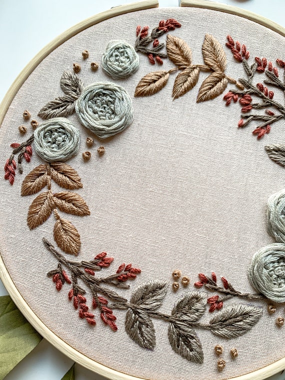 Hand Embroidery Pattern, as the Leaves Turn, PDF Embroidery