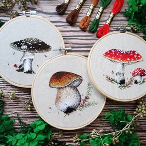 PDF Pattern 3 Mushroom bundle Beginner Embroidery Embroidery youtube Floral embroidery pattern Embroidery pdf Digital pdf image 2