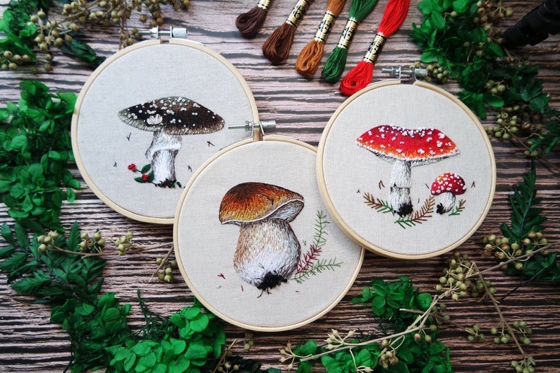 PDF Pattern 3 Mushroom bundle Beginner Embroidery Embroidery youtube Floral embroidery pattern Embroidery pdf Digital pdf image 2