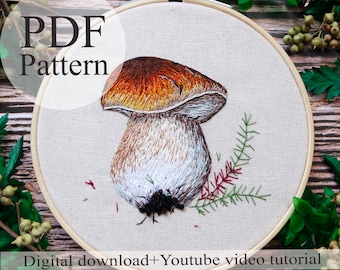 PDF-mönster - Brun svamp - Nybörjarbroderi | Broderi youtube | Blombroderimönster | Broderi pdf | Digital pdf