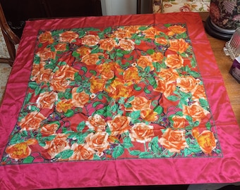 Vintage Oscar de la Renta Flower Silk Scarf