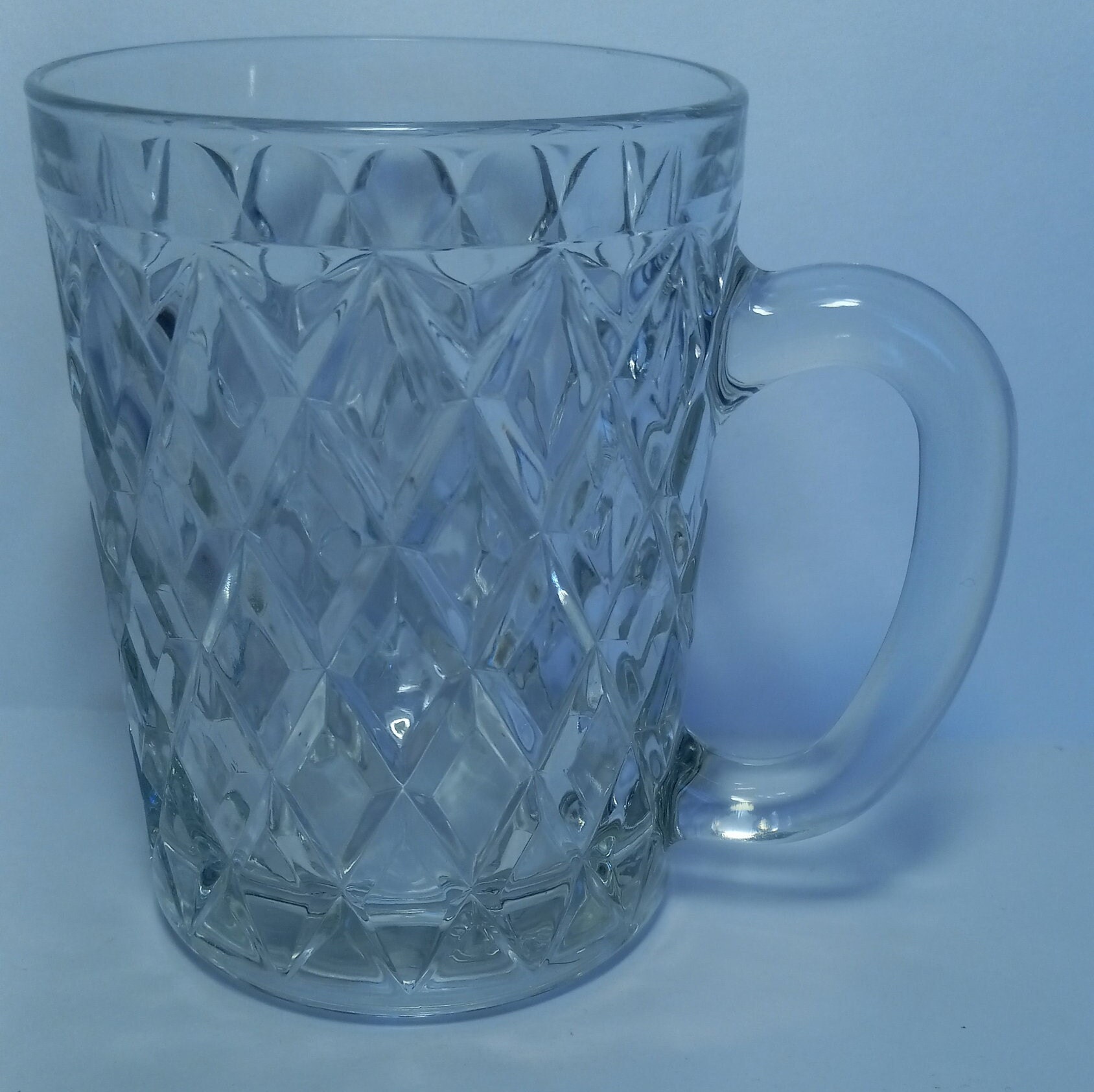 Paul Sebastian Clear Lead Crystal Coffee Tea Cup Mug Glass DIAMOND/FAN  Pattern
