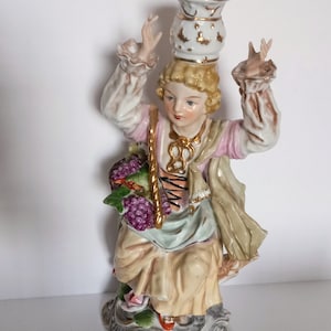 Vintage Vintage Porcelain Candle Holder Woman Figurine