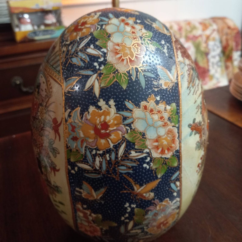 Vintage Satsuma Porcelain Egg Etsy