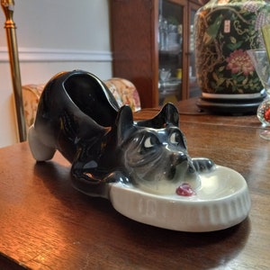 Vintage Ceramic Scottie Dog Vanity Dresser Caddy Jewelry Trinket Holder