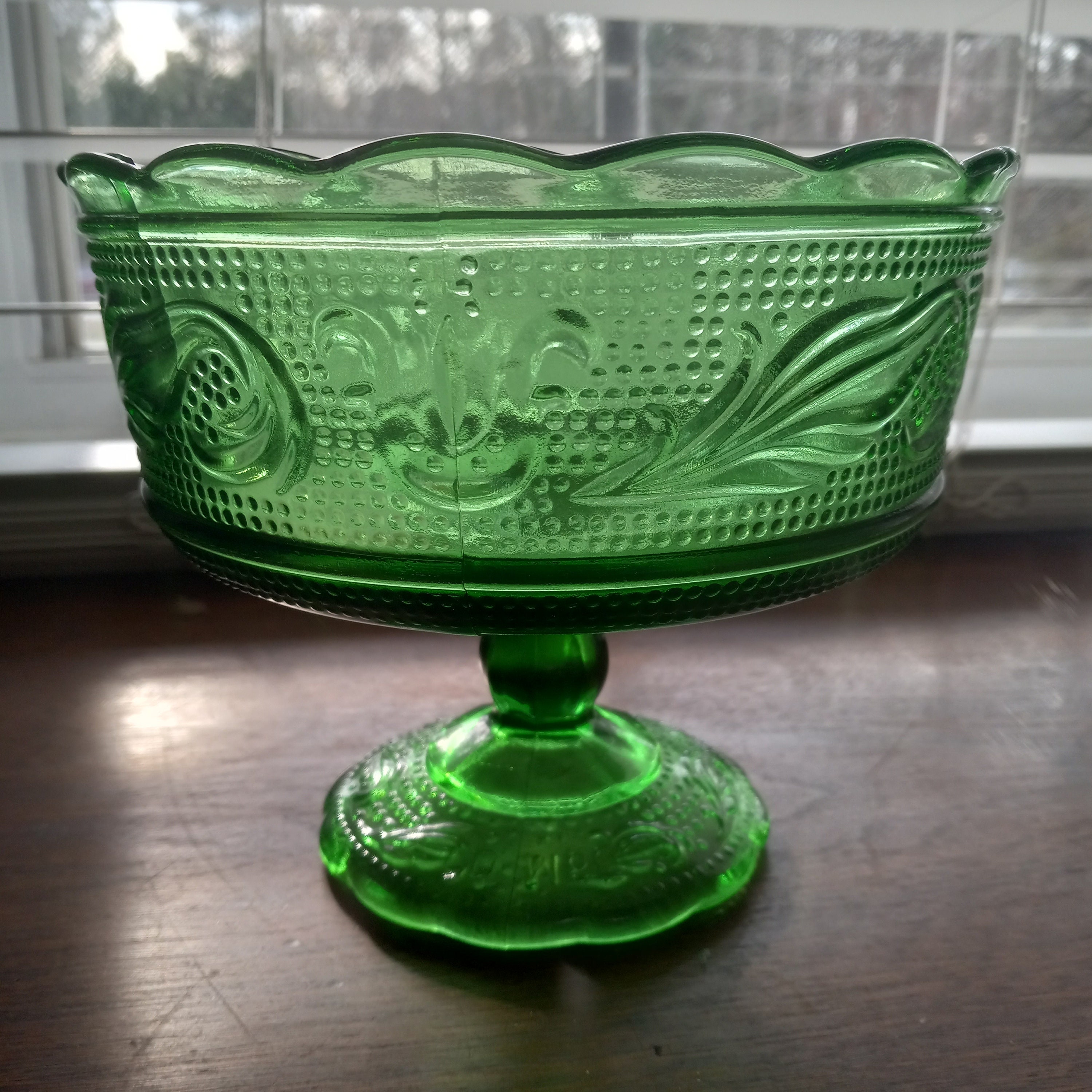 Vintage E. O. Brody Emerald Green Glass Compote Dish - Etsy